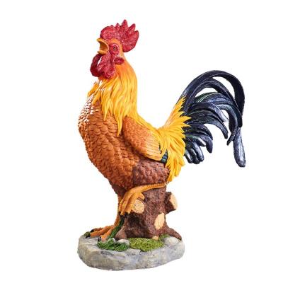 China Other Home Decoration Lawn Decoration Lawn Fiberglass Rooster Sculpture Polyresin Ornamental Farm Animal Resin Rooster Rooster Figurine for sale