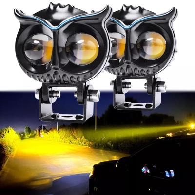 China Wholesale Aerometal High Low Beam Owl Fog Light For Motorcycle 60w Yellow White Yellow Color Double Led Mini Driving Light Motorcycle for sale