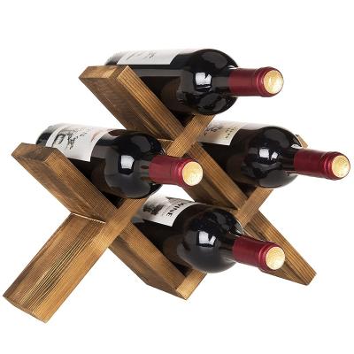 China TAOTAOJU Custom Made Red Wine Rack Wine Rack Solid Wood Viable Amazon Hot Sale Can Hold Four Bottles of Wine Wooden Rack for sale