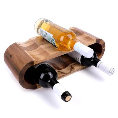 China TAOTAOJU Sustainable Wine Set Custom Solid Wood Wine Storage Rack Can Hold Six Bottles With Non-Slip Silicone Foot Pad Acacia Wood Wine Rack for sale