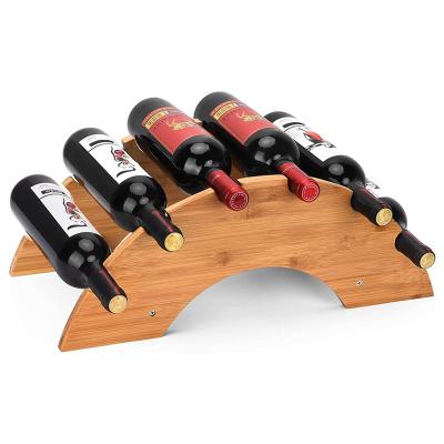 China TAOTAOJU Custom Countertops Sustainable Storage Rack Wine Rack Holds Six Bottles Of Red Wine Champagne Easy To Assemble Bamboo Wine Rack for sale