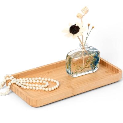 China TAOTAOJU Bamboo Tray Entryway Storage Home Tray Dresser Cosmetics Storage Tray Watch Jewelry Wooden Bathroom Custom Viable Storage for sale