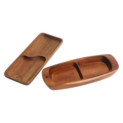 China TAOTAOJU Custom Acacia Wood Meterial Natural Square Kitchenware Engraving Retro Serving Long Wooden Tray 46*15*2 for sale