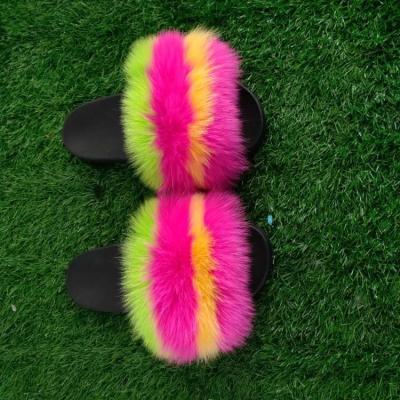 China Wholesale Custom Chinese Cheap Fox Fur Winter New Product House New Product Price Beach New Product Colorful Slides Sandals Slippers With 4 Pieces Set for sale