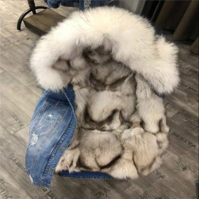 China 2021 New Real Fur Coat Winter Jacket Women Fox Fur Coating Hooded Warm Parkas Spot Fur Coat for sale