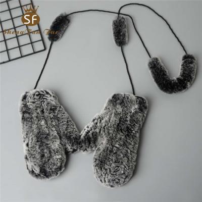 China Luxury Custom Made Warm Winter Fashion Rabbit Fur Women Warm Ladies 100% Real Neck Fur Knitted Gloves for sale