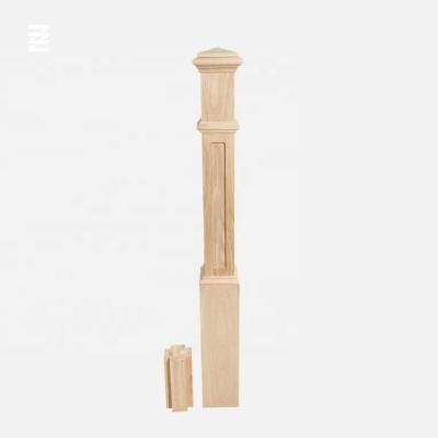 China 4092RC Stair Railing Post White Oak Box Traditional Wood Newel Post for sale