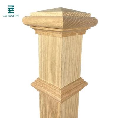 China High Quality Traditional Curved Staircase Metal Woodworking Red Oak Box Newel Post With Wooden Stair Railing for sale