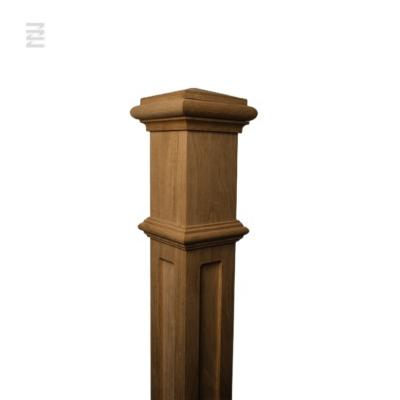 China Traditional Decorative Indoor Staircase Baluster Wood Railing With 4092RC Oak Wood Newel Box Posts for sale