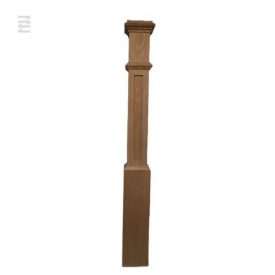 China Traditional Decorative Wooden Stair Railing Handrail Carved Solid Post With Box 4092RC Wood Newel Post for sale