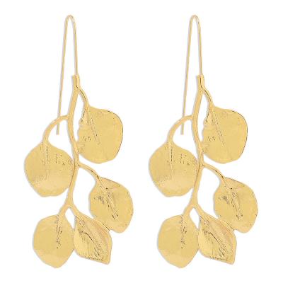 China High Quality Hyperbola Gold Foil Earrings Women Girls Clover Leaves Circle Earring Jewelry for sale