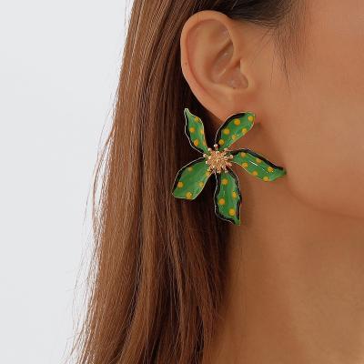 China BOHEMIA Fashion Spring and Summer Alloy Drip Oil Wave Floral Dot Flower Earrings Colorful Sweet Studs Enamel Earrings For Women for sale