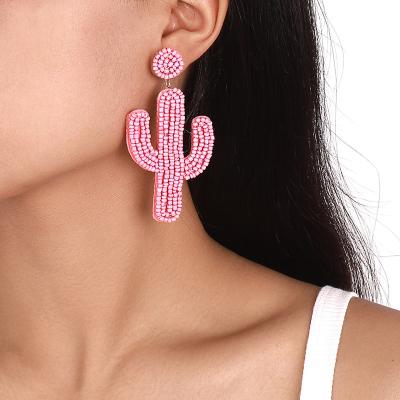 China Cute BOHEMIA Beach Jewelry Handmade Cactus Seed Bead Drop Earrings For Women for sale