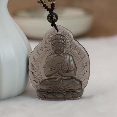 China Genuine Natural Black Bodhisattva Jadeite Coins Pendant Men's Jade Pendant Mille-hand Pendant for sale