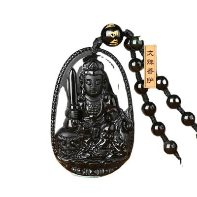 China Natural Obsidian Necklace Buddha Necklace Twelve Pieces Zodiac Buddha Pendant Winter Life Eight Bosses Charm Necklaces for sale