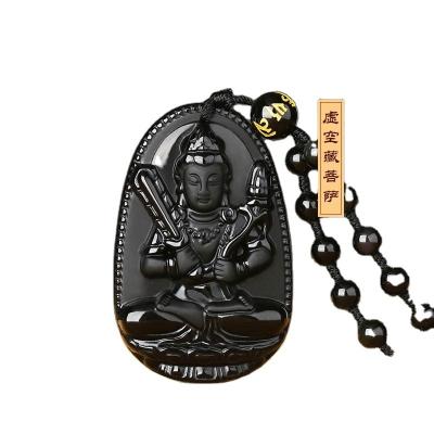 China Pendant Pieces Black Obsidian Carved Dragon Lucky Amulets And Talismans Natural Stone Pendant With Chain Free Beads For Men Jewelry for sale