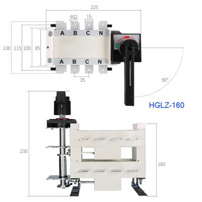 China Used To HGLZ1-160A/3 AC Load Isolating Switch Double Throw , Manual Cut Double Electric Conversion Switch for sale