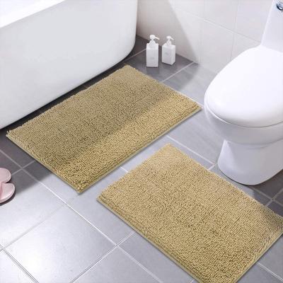 China Soft Shaggy Chenille Carpet Absorbent Water Washable Bathroom Washable Comfortable Anti Skid For Shower Floor for sale