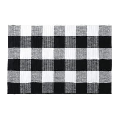 China Non-slip Hand - Woven Front Door Mat Washable Outdoor Plaid Checkered Cover For Laid Door Mats for sale