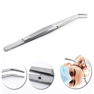 China Available Curved Dental Oral Surgical Forceps Serrated Tip Sample Aluminum Tweezers Stainless Steel Bonding Sweezer Cotton Forceps for sale