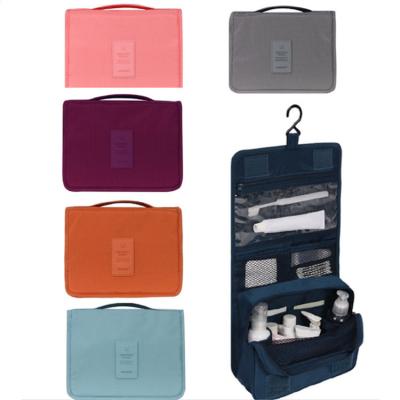 China Fashion Travel Wash Storage Bag Hook Wash Bag Hanging Folding Portable Cosmetic Bag for sale