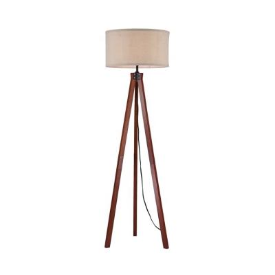 China Modern Indoor Living Room Bedroom Standard Decorative Bleached Wooden Tripod Floor Lamps for sale