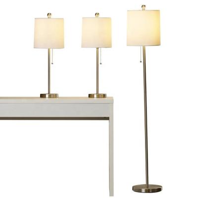 China Traditional 3PK lamp set for high quality metal and fabric shade 2pc table lamp and 1pc floor lamp for sale