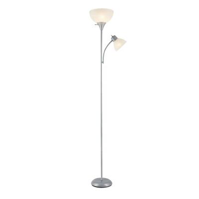 China Wholesale Modern Swing Arm Adjustable Metal Torchiere Floor Lamp Mother And Son Floor Lamp With Side Reading Light for sale