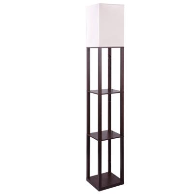 China Modern LED Wooden Sight Shelf Floor Lamp with Storage Display Stands for Living Room Bedroom Hotel Meetingroom for sale