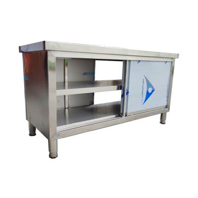 China Multifunctional Stainless Steel Kitchen Work Table Cabinet Bottom Cabinet With Sliding Doors for sale