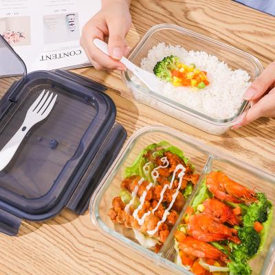 China KOBACH Separate Borosilicate Viable Microwavable Glass Lunch Box Bento Box Food Container for sale