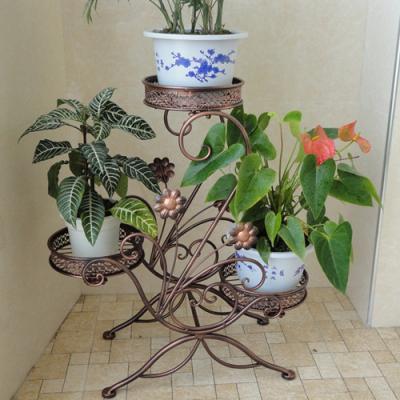 China Idyllic White Multilayer Wrought Iron Rack Home Living Room Flower Stand for sale