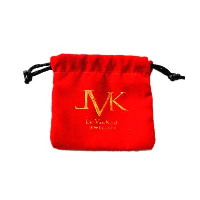 China Custom Embossed Logo Drawstring Velvet Pouch Recyclable for sale