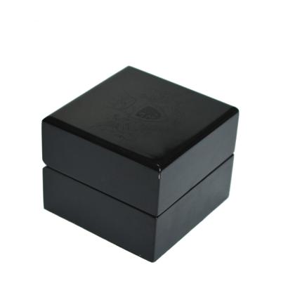 China Wooden Style Nice Painting Black MDF Watch Box With Debossed Logo for sale