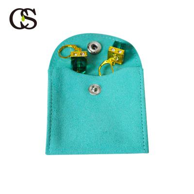 China Small Pouch Recyclable Wholesale High Quality Brand Suede Green Jewelry Packaging Gift Bag With Button for sale