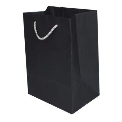 China Cheaper Custom Gift Jewelry Packaging OEM Craft Recycle Black Paper Bag With Handle For Packaging Cloth Shopping Shoes for sale