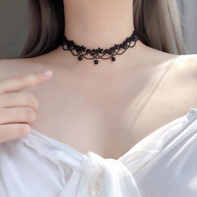 China Fashion jewelry black and white new lace collarbone necklace female Korean FASHIONABLE short neck chain for sale