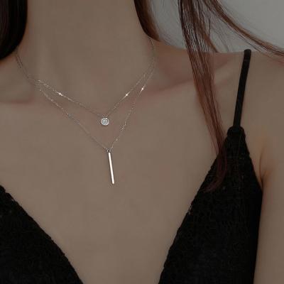 China Double Layer TRENDY Necklace Insist Clavicle Chain Female Harajuku Style Advanced Simple Sense Temperament Neck Chain for sale