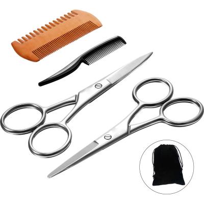 China Wholesale Home Men's Grooming Kit With Beard Trimmer Kit Beard Stainless Steel Scissors for sale