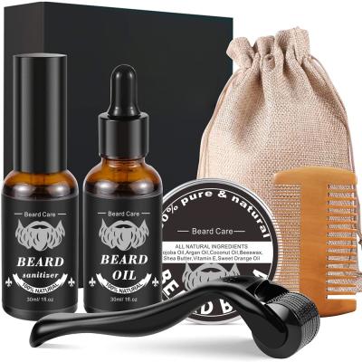 China Beard Care Wholesale Private Label Vegan Natural Beard Care Beard Growth Kit For Black Men for sale