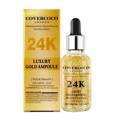 China OEM Hyaluronic Acid Essence Whitening Moisturizing Face Skin Care 24K Pure Gold Ampoule Facial Lifting Serum for sale