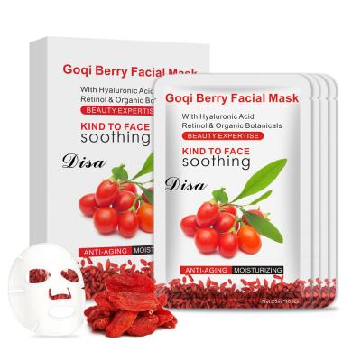 China Defect Private Label Goji Berry Face Skin Care Sheet Clearing Anti Aging Deep Cleansing Whitening Facial Mask for sale