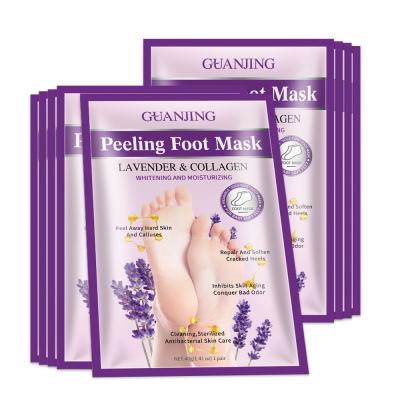 China Exfoliate Peeling Moisturizing Private Label Exfoliating Soft Callus Feet Skin Care Peeling Lavender Soft Natural Foot Skin Mask for sale