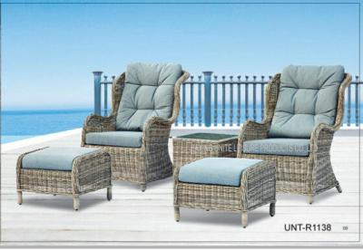 China Doube Person Outdoor Rattan Chairs Sofa Furniture With Small Seat For Feet for sale