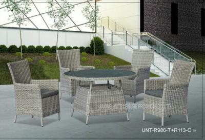 China 4 Piece Outdoor Rattan Chairs With Round Table , Metal Garden Furniture Sets for sale