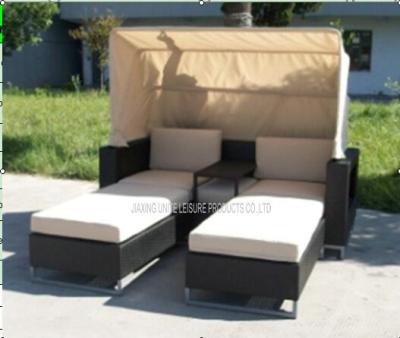 China Moden Double Sunbed Outdoor Furniture with Canopy For Poolside / Lawn for sale