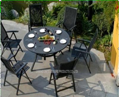 China Black Garden Table And Chairs Set / Metal Patio Furniture Sets For Hotel for sale