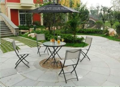 China Metal Frame Folding Garden Table And Chairs Set For Leisure Chating for sale