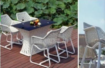 China White Garden Table And Chairs Set , Rattan Garden Furniture Sets 5 PCS for sale