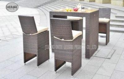 China Metal Rattan Wicker Bar Table And Chairs Set 5 Piece For Indoor / Outdoor for sale